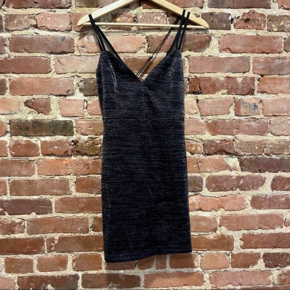 Lulu's Strappy Back Shimmer Metallic Dress Size Medium